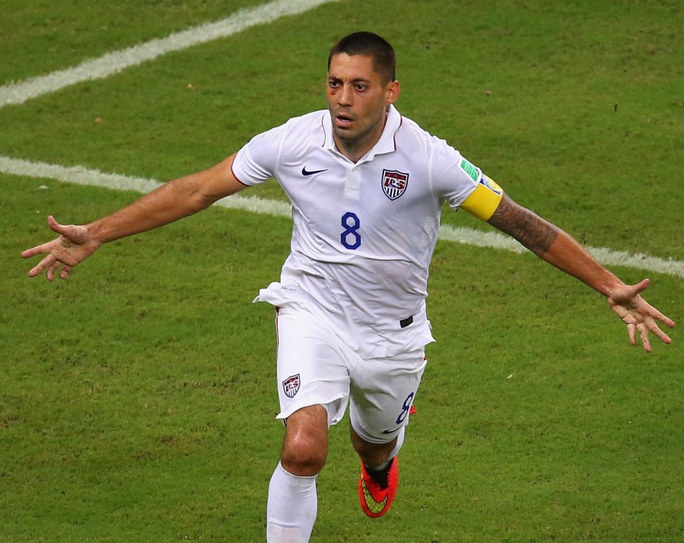 Clint Dempsey of USA celebrates his goal during the FIFA World Cup