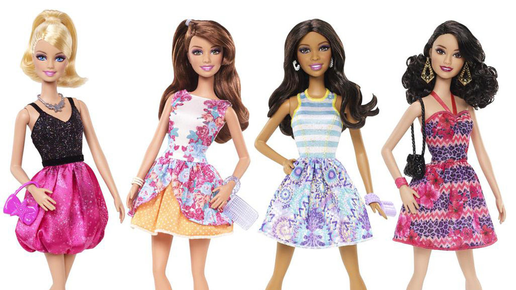 4 barbie dolls on sale