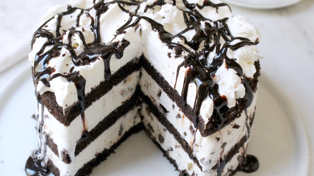 Mint chocolate chip top ice cream cake