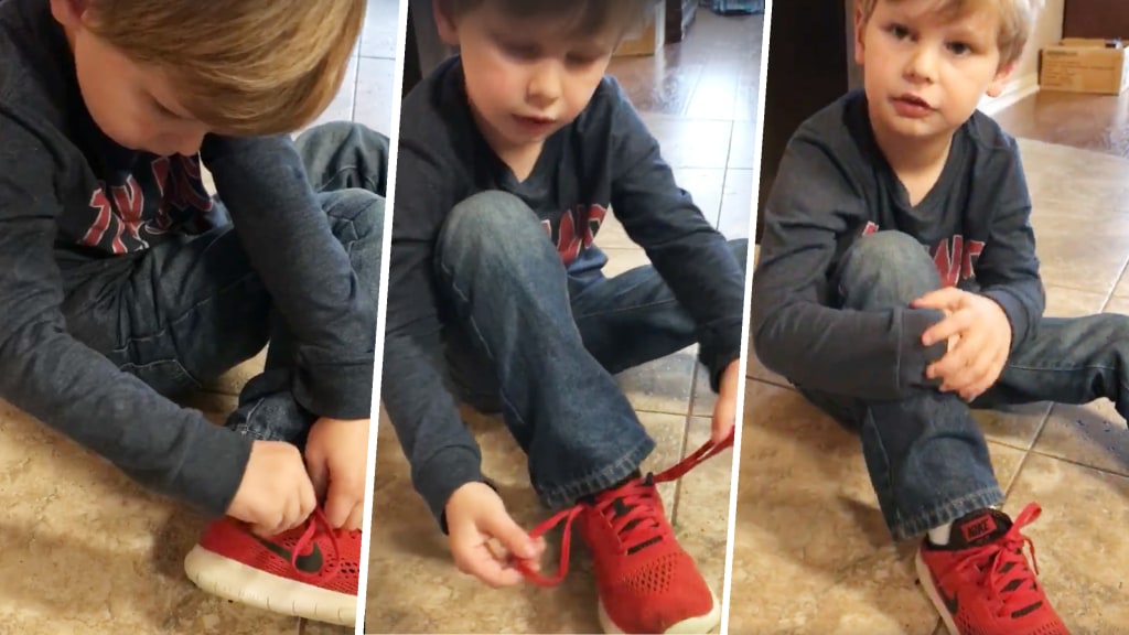 5 year old boy shows shoe tying hack in viral video