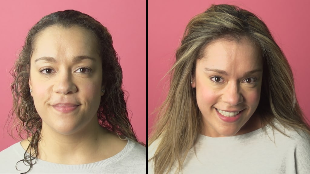How to blow dry curly hair straight