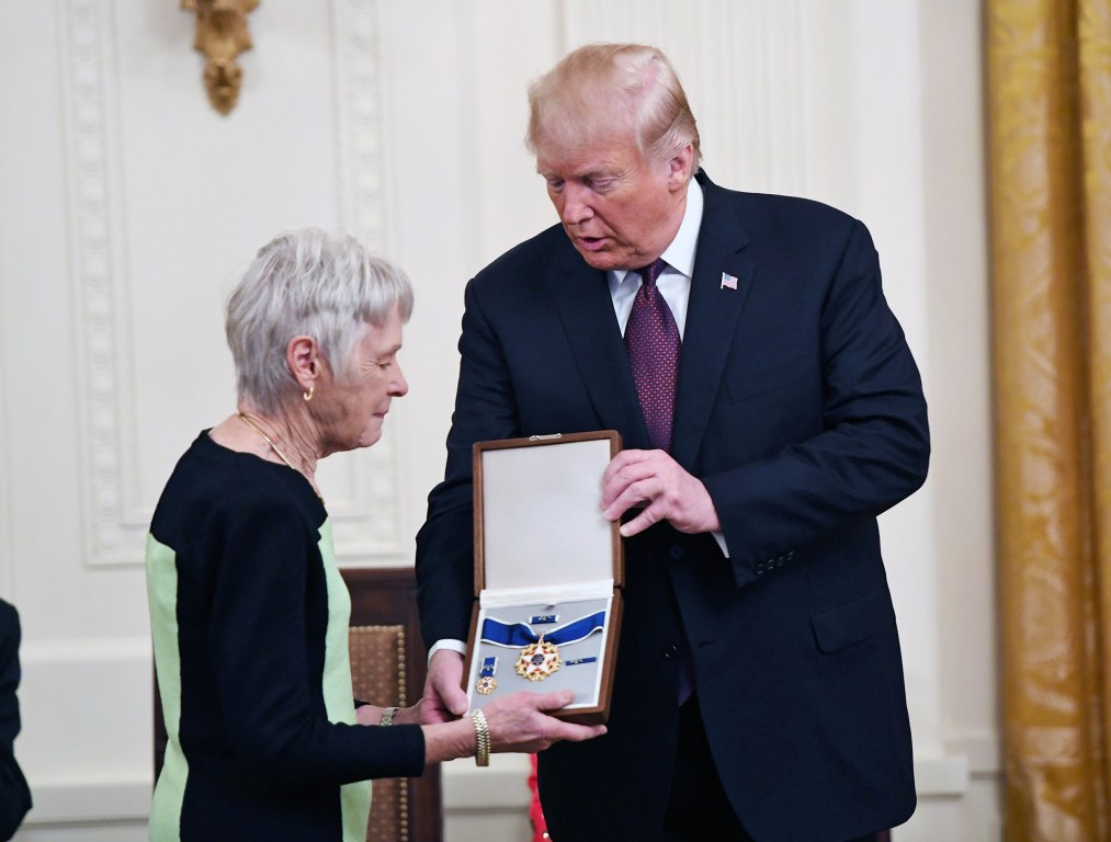 Very busy Trump jests about Scalia widow at Medal of Freedom