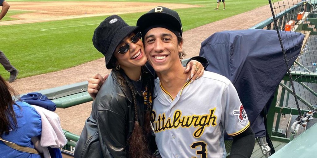 Vanessa Hudgens cheers boyfriend Cole Tucker at Pirates game