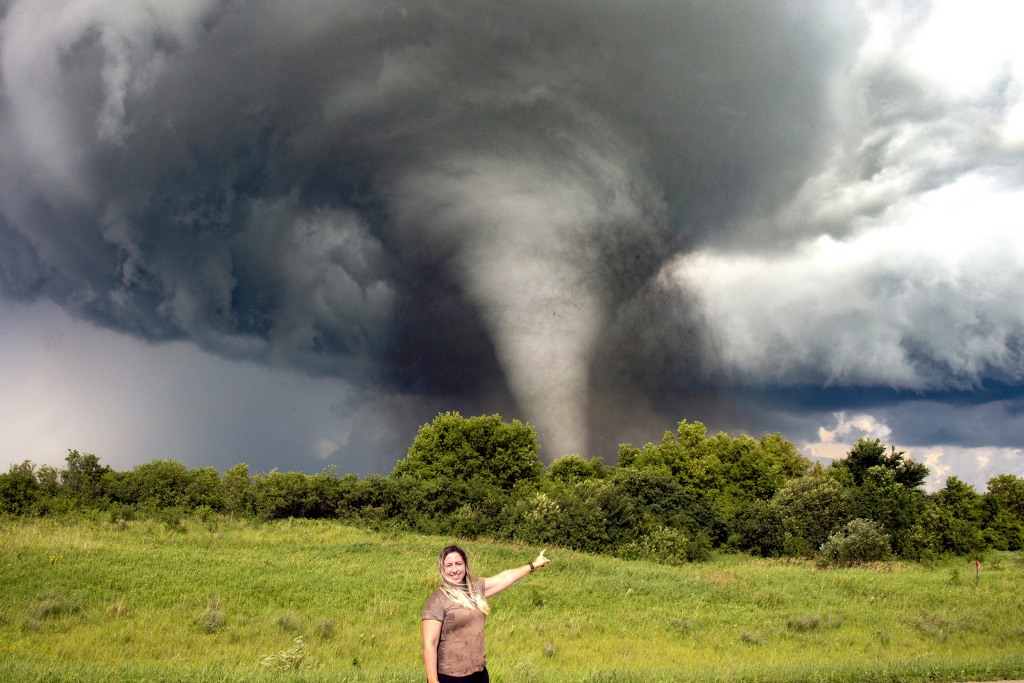 Storm chaser records video inside twister