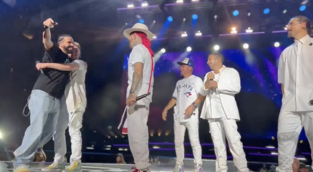 Drake has a nostalgic moment on stage with the Backstreet Boys