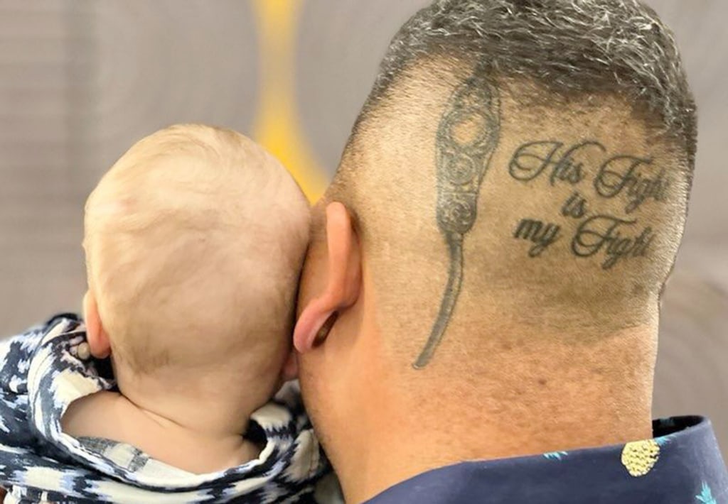 Teenager has dad's brain scan image tattoed on his neck as anniversary  surprise in Milton Keynes