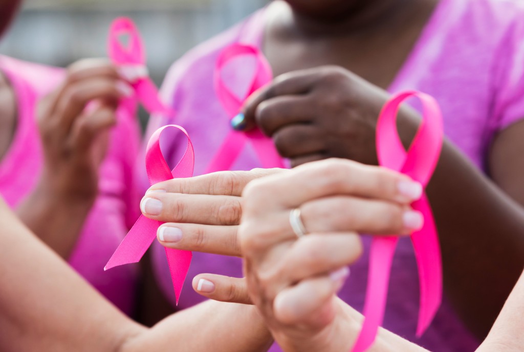 A Set of Pink Ribbons Against Breast Cancer. Pink Ribbon Breast