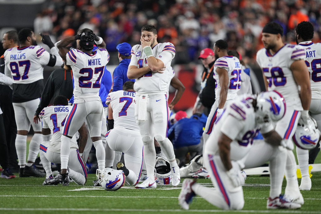 Terrifying football moment as Bills' Hamlin collapses after tackle