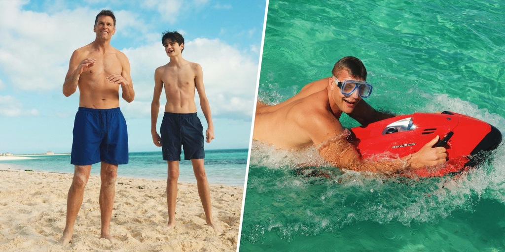 Tom Brady Reunites with Rob Gronkowski for Some Beach Day Football