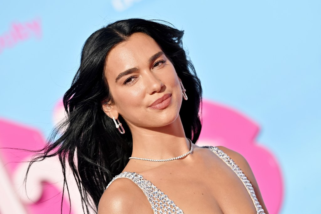 Dua Lipa Sparkles in See-Through Dress at 'Barbie' Premiere