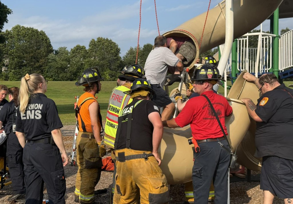 Connecticut 40-Year-Old Man Rescued After Becoming Wedged Inside Playground  Slide