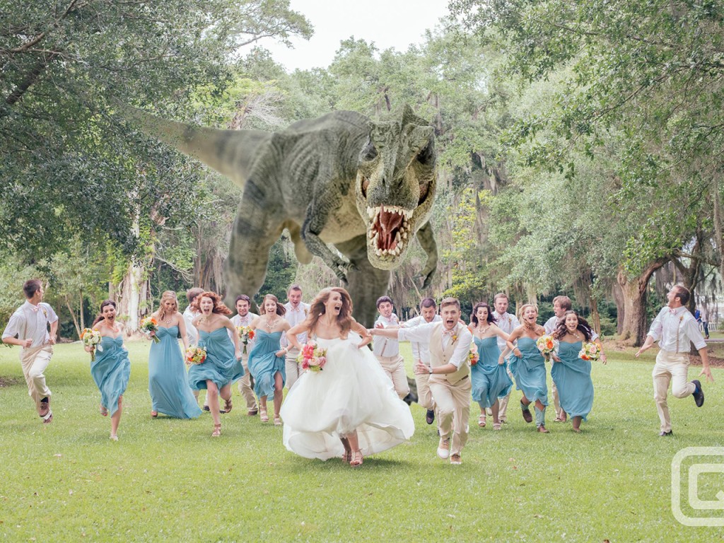 dinosaur bridesmaid dress Dinosaur Wedding Ideas: 'Til Extinction Do Us Part