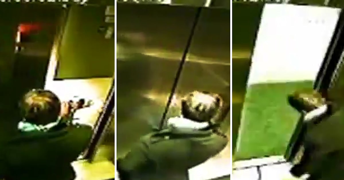 Man anguished as dog gets caught in elevator door