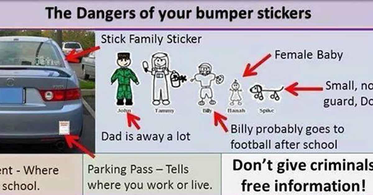 Driving danger? Police warn bumper stickers reveal useful details to ...