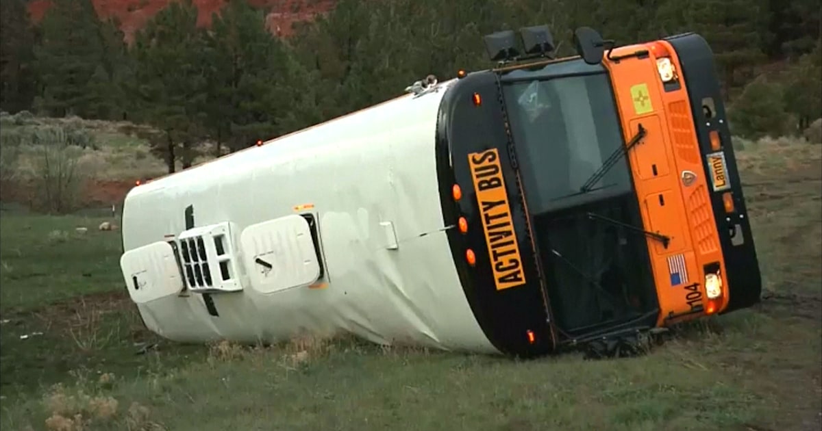 7 students hurt after school bus flips on side