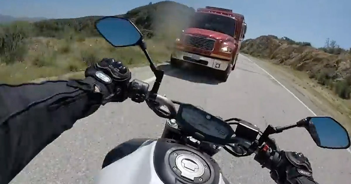 GoPro video: Motorcycle crashes head-on into fire truck
