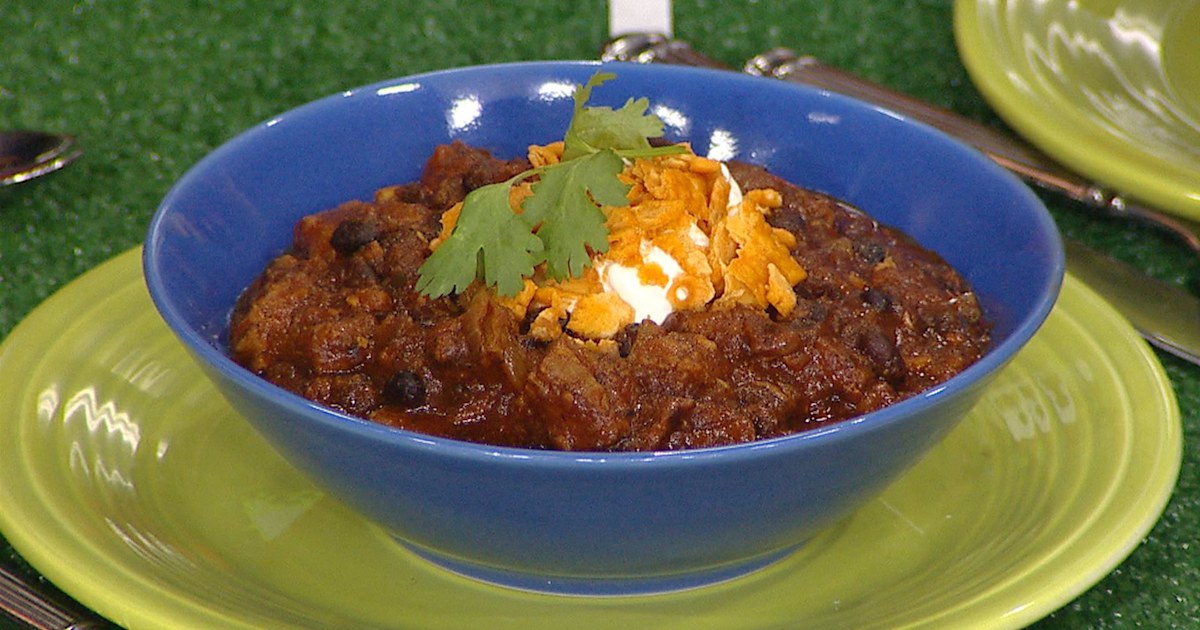 Perfect footballwatching food Coffeerubbed brisket and black bean chili