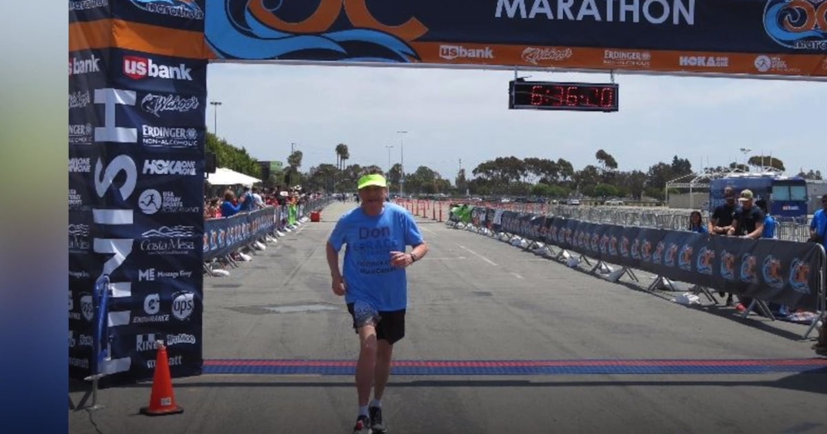 75-year-old man with cancer completes 100th marathon