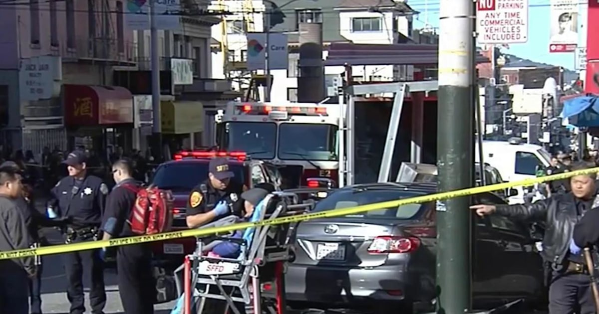 At least 10 people injured when car crashes into crowd in San Francisco