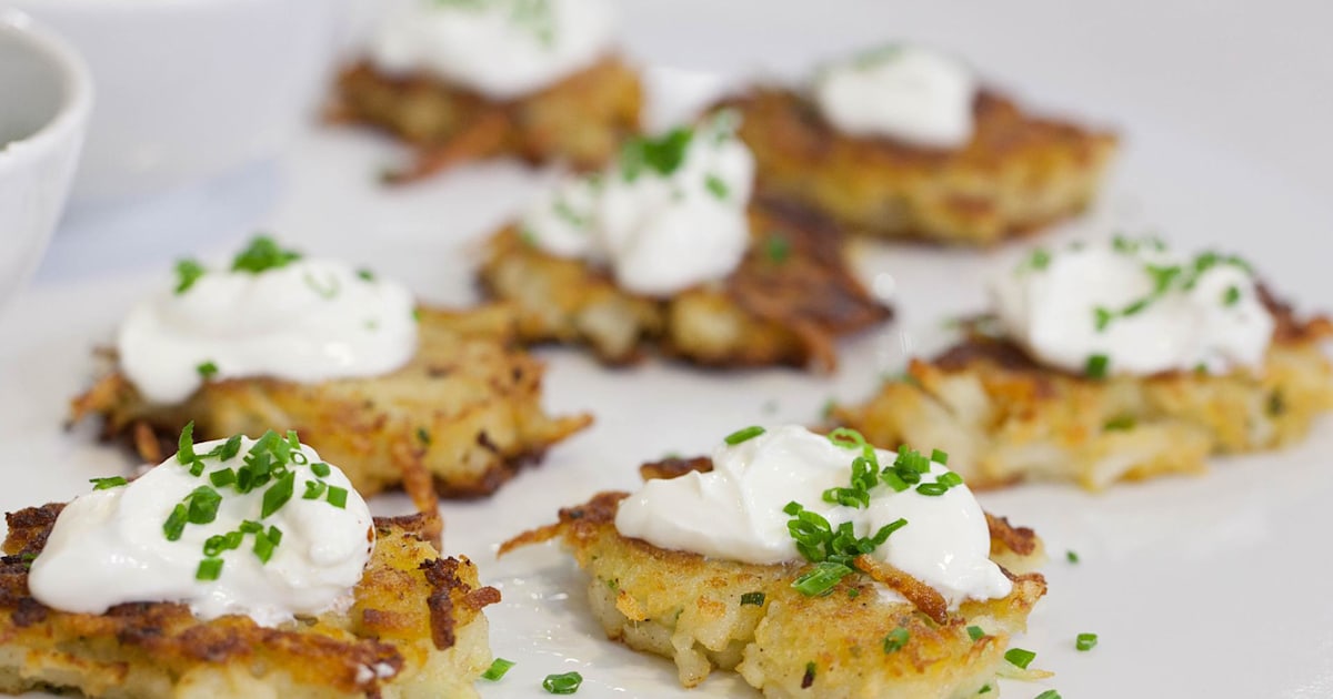 Make potato pancakes, fig and goat cheese bruschettas Ina Garten shows how