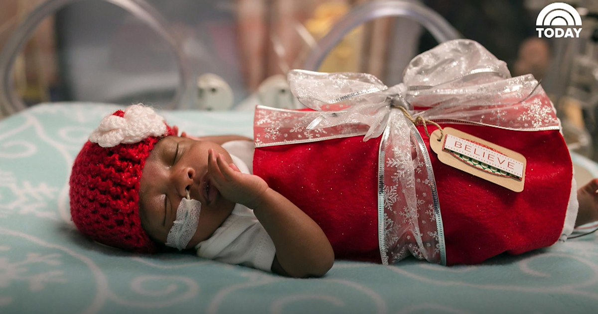 Greatest gift: These premature babies are dressed as presents