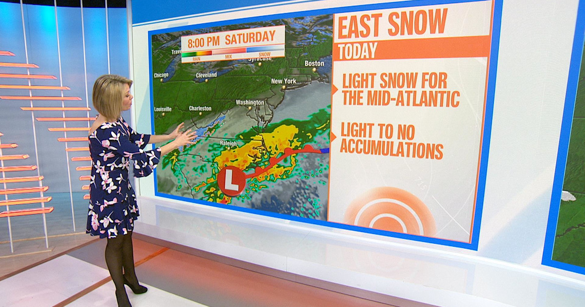 Snow and rain expected in eastern half of US