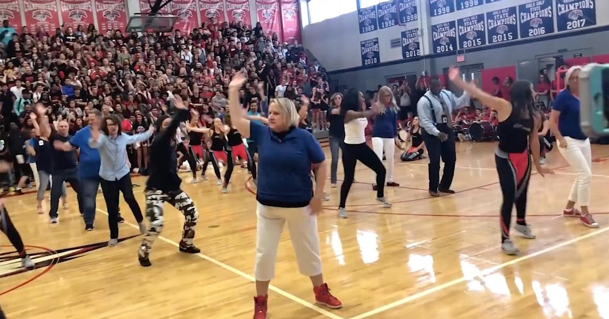 High school principal and teachers join school dance team for epic pep ...