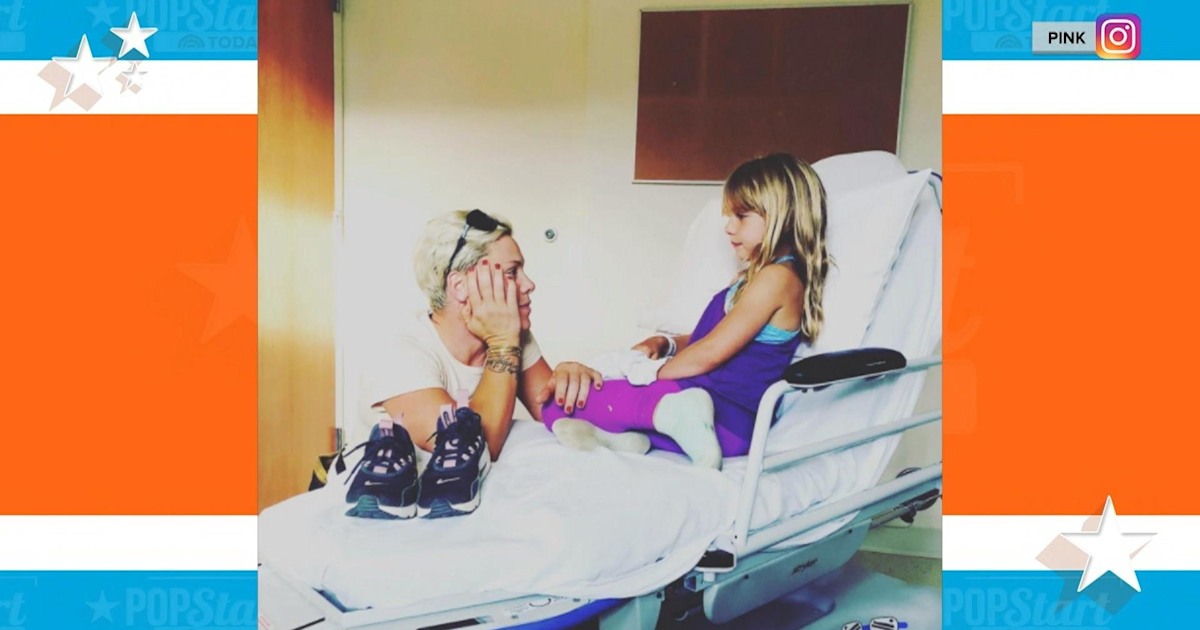 Pink posts from hospital after daughter falls from monkey bars
