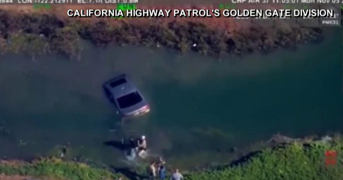 California police chase ends with car in water