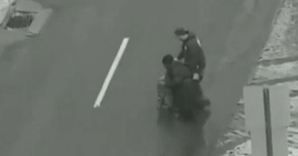 Driver helps elderly woman cross snowy street in sweet video
