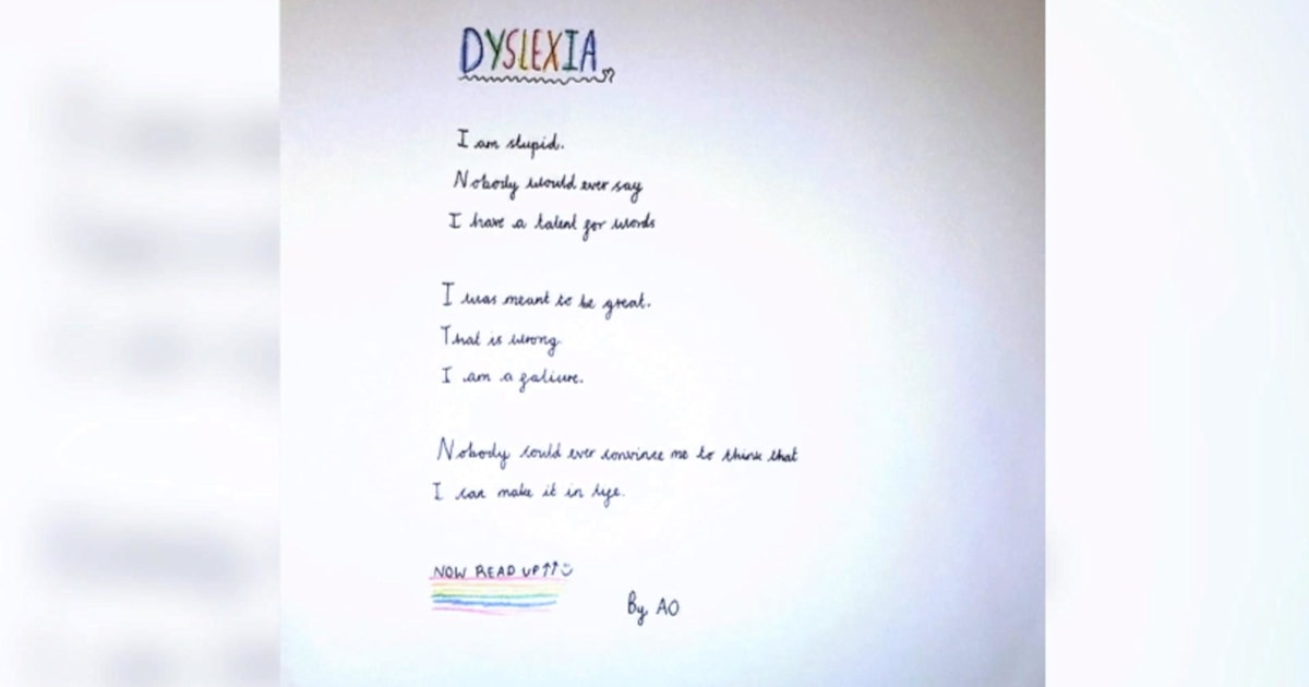 10-year-old's 'reverse' poem about dyslexia goes viral