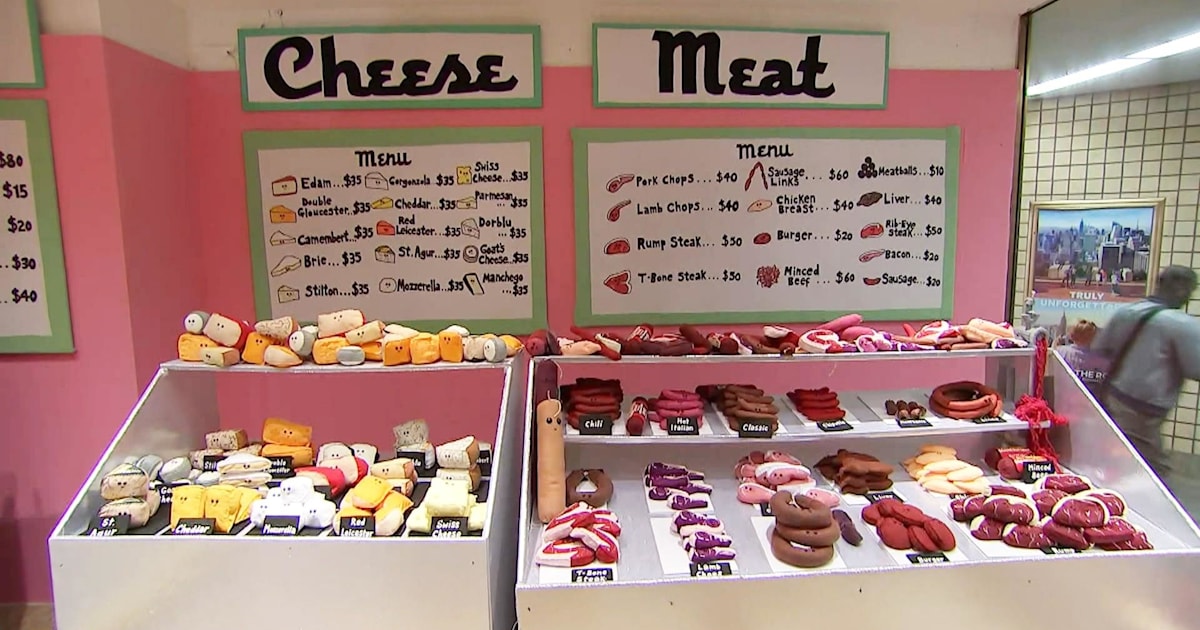 Inside the felt deli popup at Rockefeller Center