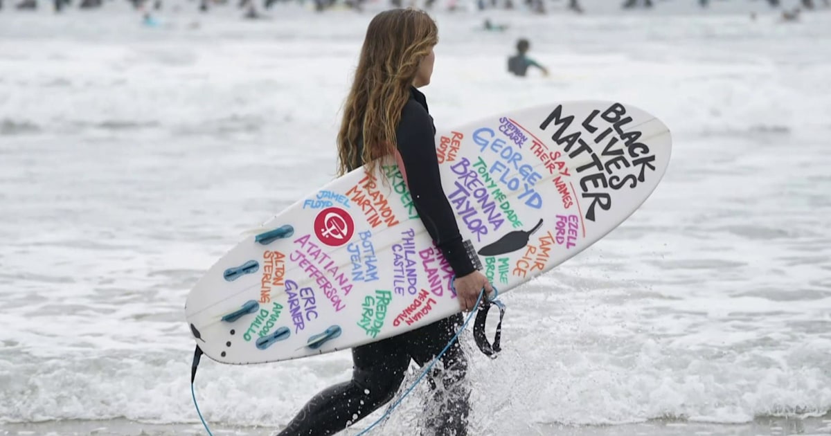 Surfers hold ‘paddle out’ memorial for George Floyd