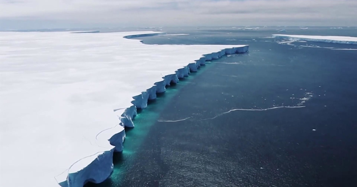 Video shows one of the largest icebergs on record breaking up