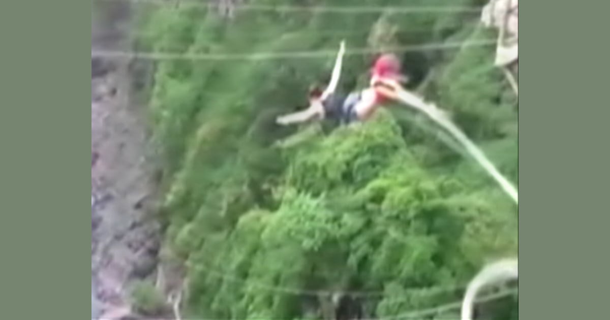 Woman survives after bungee cord snaps
