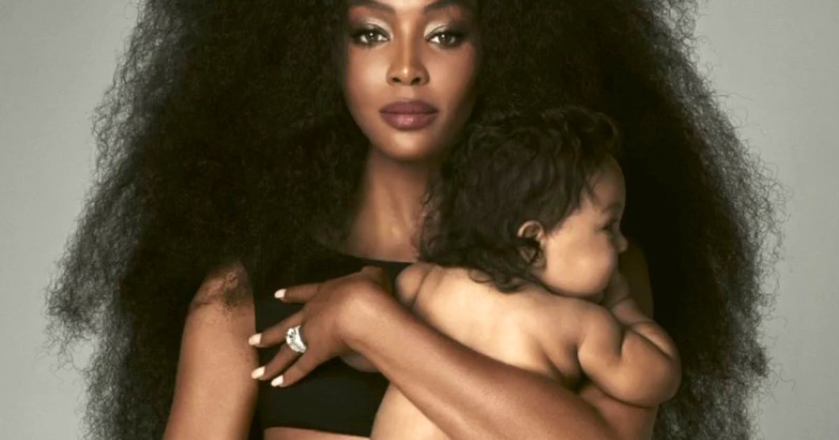 Naomi Campbell holds baby daughter on cover of British Vogue pic pic