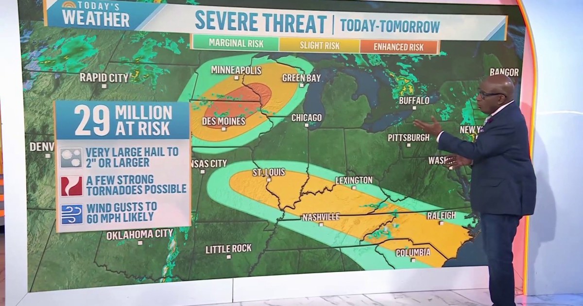 29 million at risk for severe weather, with chance of tornadoes