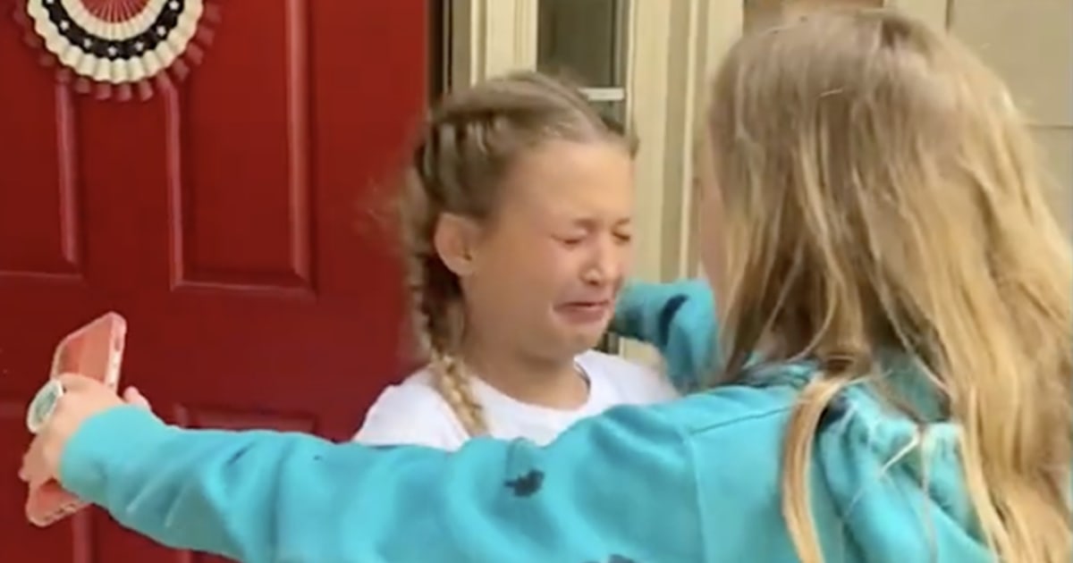 See the heartwarming moment friends reunite after two years apart