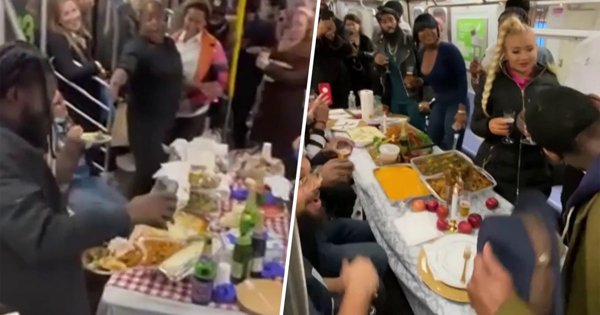 Kind NYC strangers serve up a Thanksgiving buffet on the subway