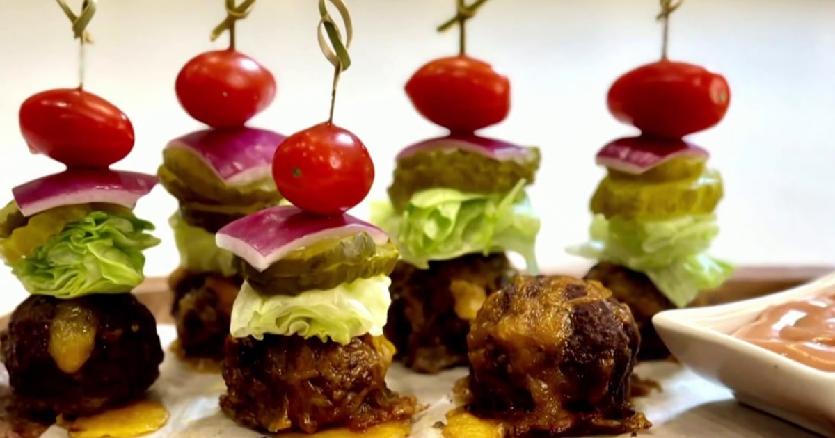 Get the recipe for these cheeseburger meatball appetizers