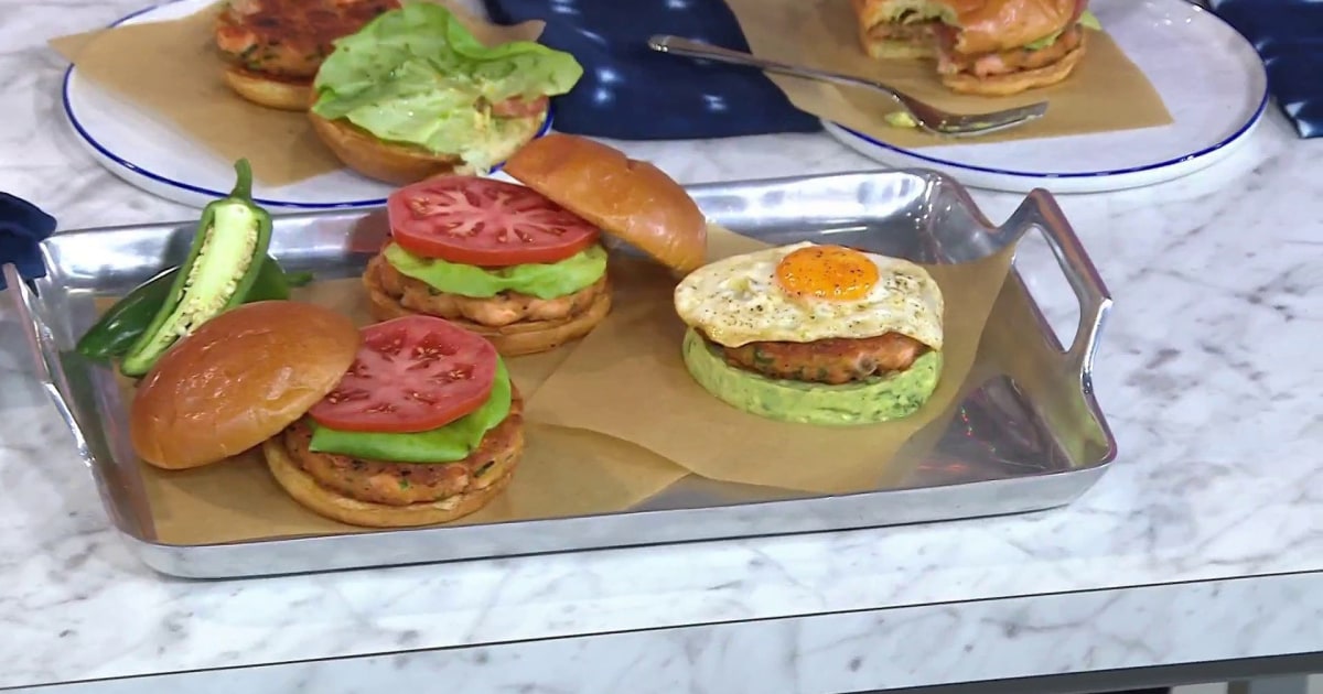 Jalapeño cheddar salmon burger Get the easy recipe!