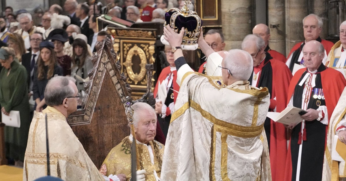 King Charles III is crowned during coronation ceremony