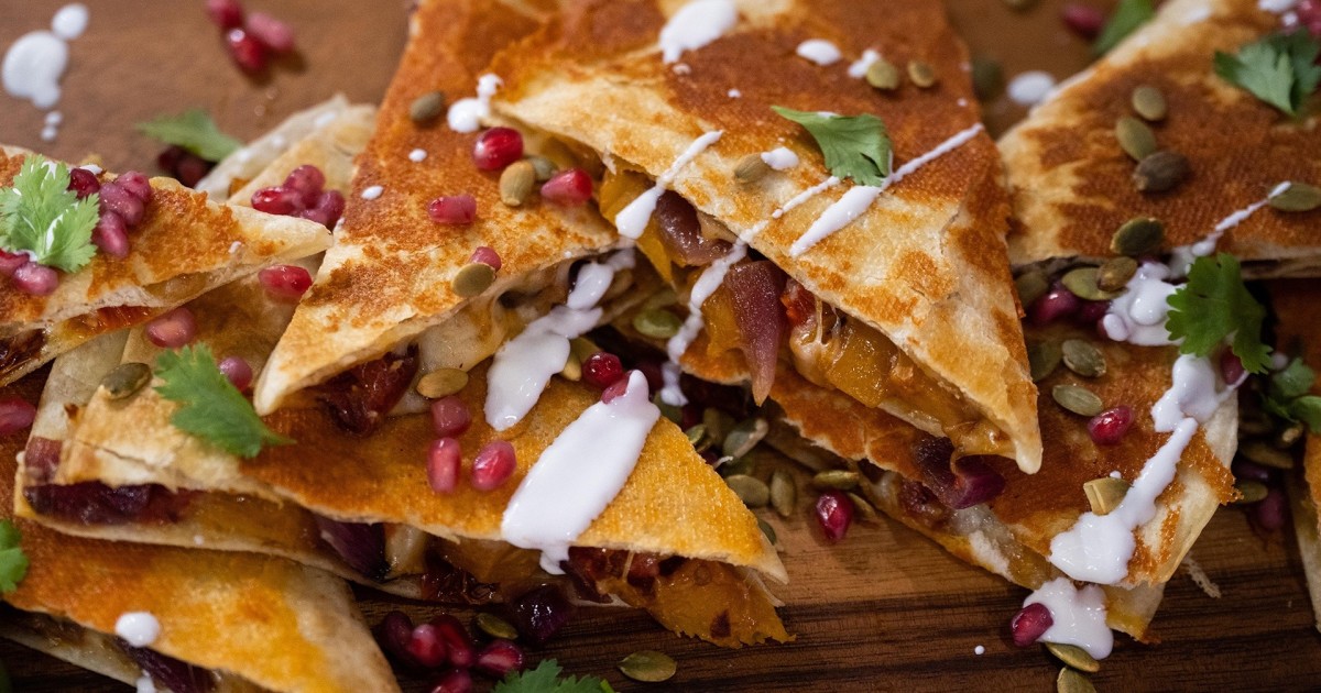Butternut squash quesadillas with lime sour cream Get the recipe!