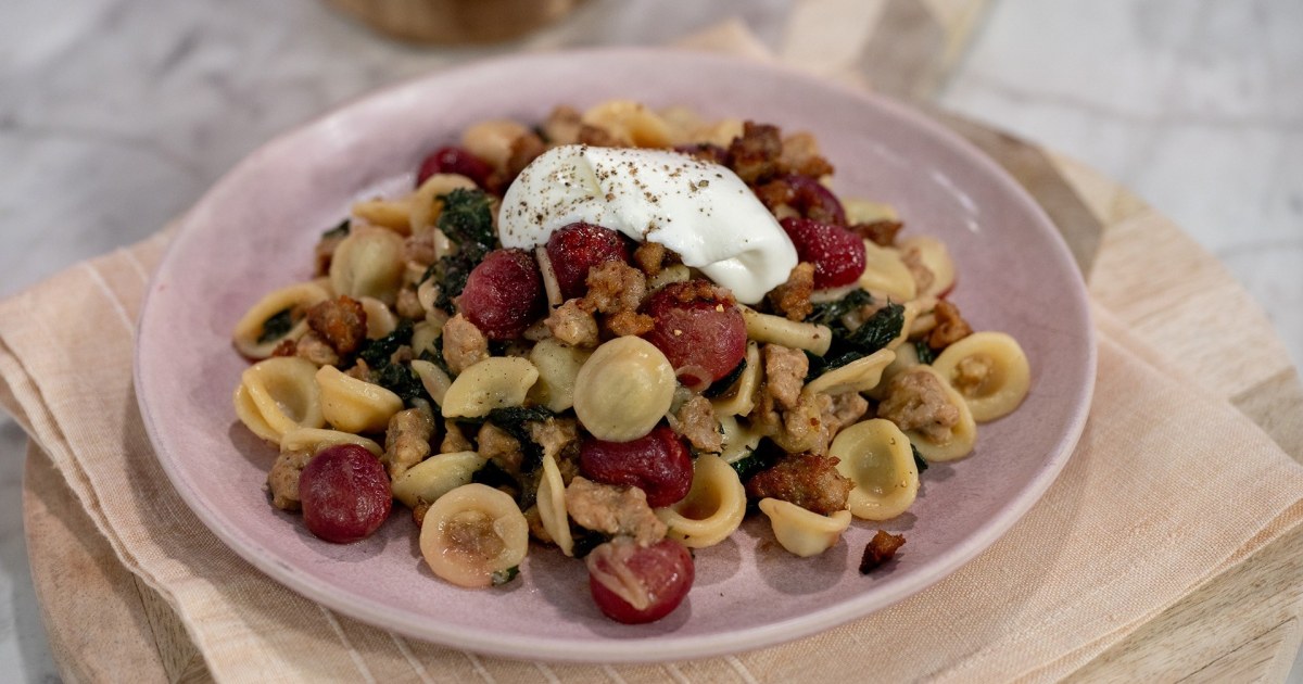 Orecchiette with grapes, kale, goat cheese: Get the recipe!