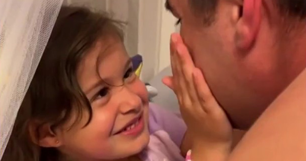 Young daughter reacts to dad without beard: You