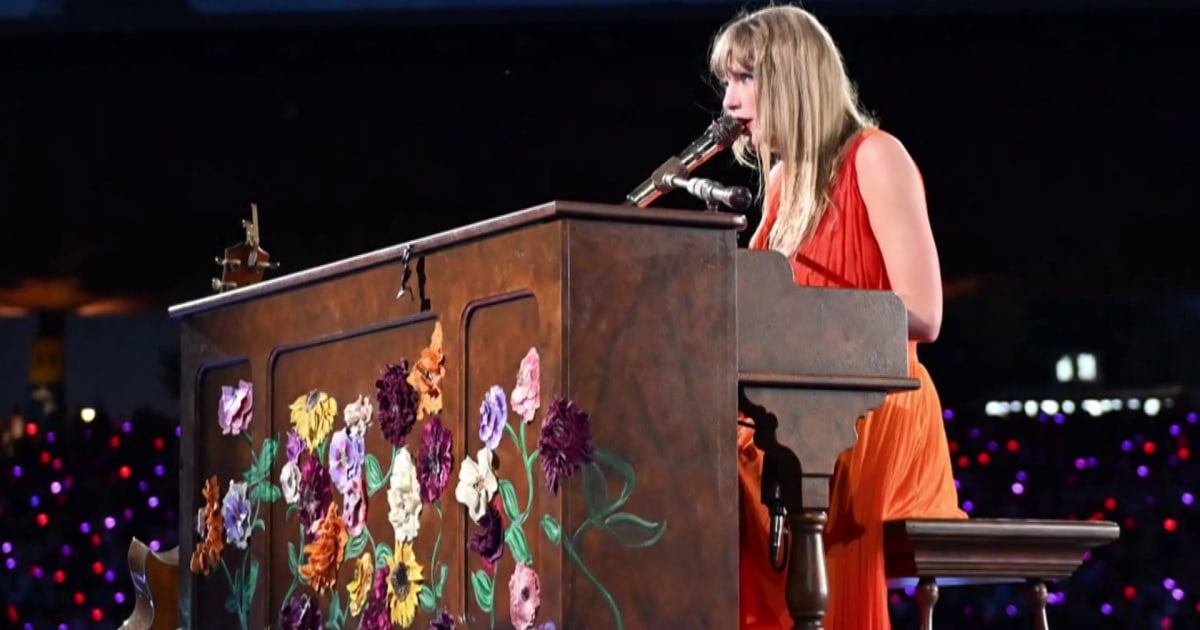 Taylor Swift shakes off broken piano during Eras Tour in Milan