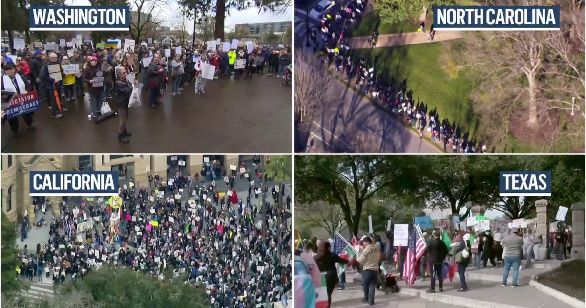 Demonstrators across US protest actions by Trump and Musk
