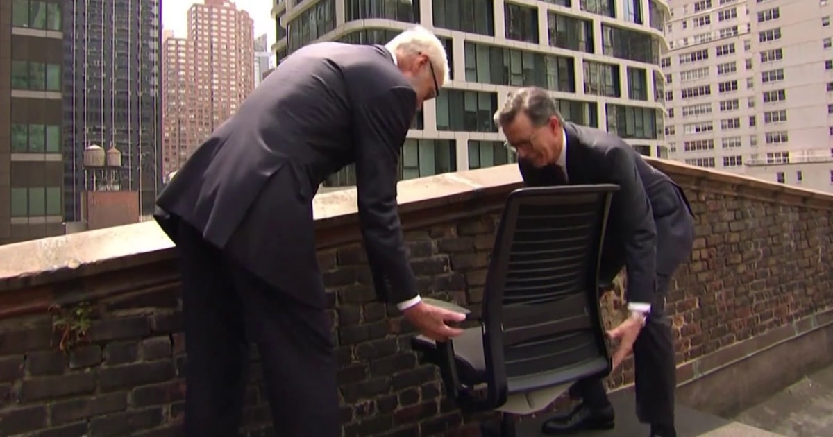 Stephen Colbert, David Letterman Launch Set Pieces Off the Roof