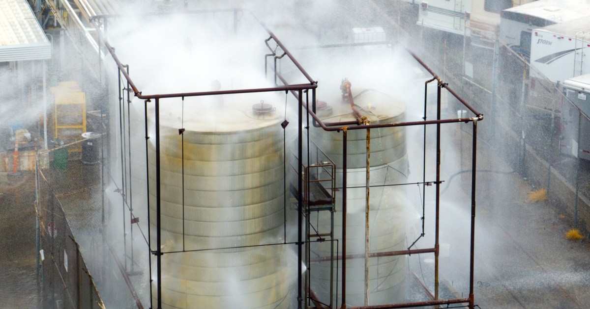 A massive tank filled with a dangerous toxic chemical is at risk of exploding and has forced nearly 50,000 people from their Orange County, California, homes. NBC’s Steve Patterson reports for TODAY.