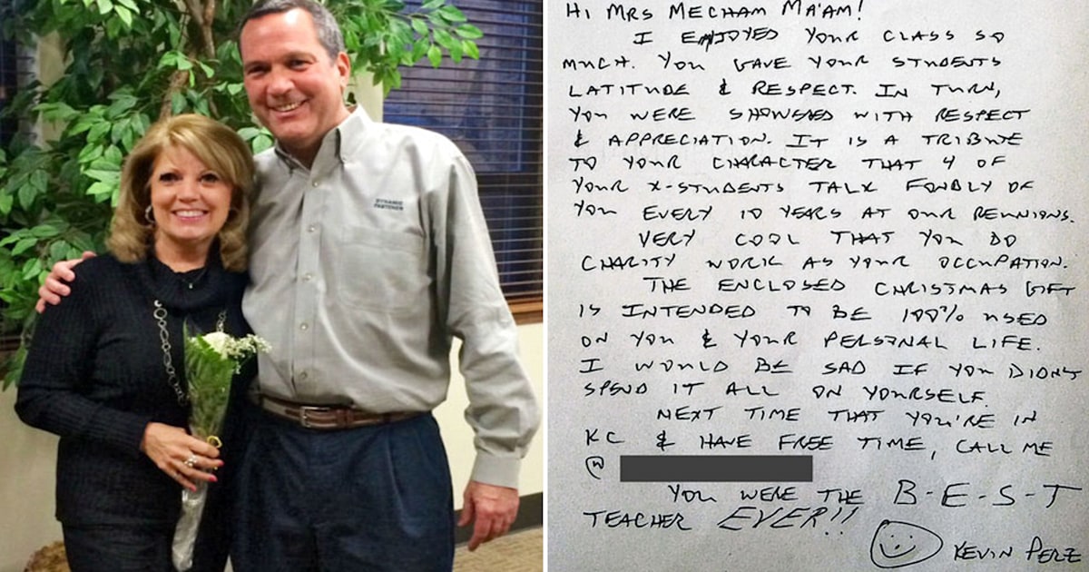 Student surprises teacher with $10K gift, 37 years later